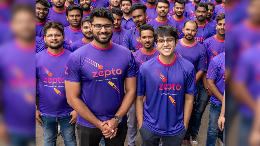 Zepto founders with the riders (Left to right- Kaivalya Vohra, Aadit Palicha)