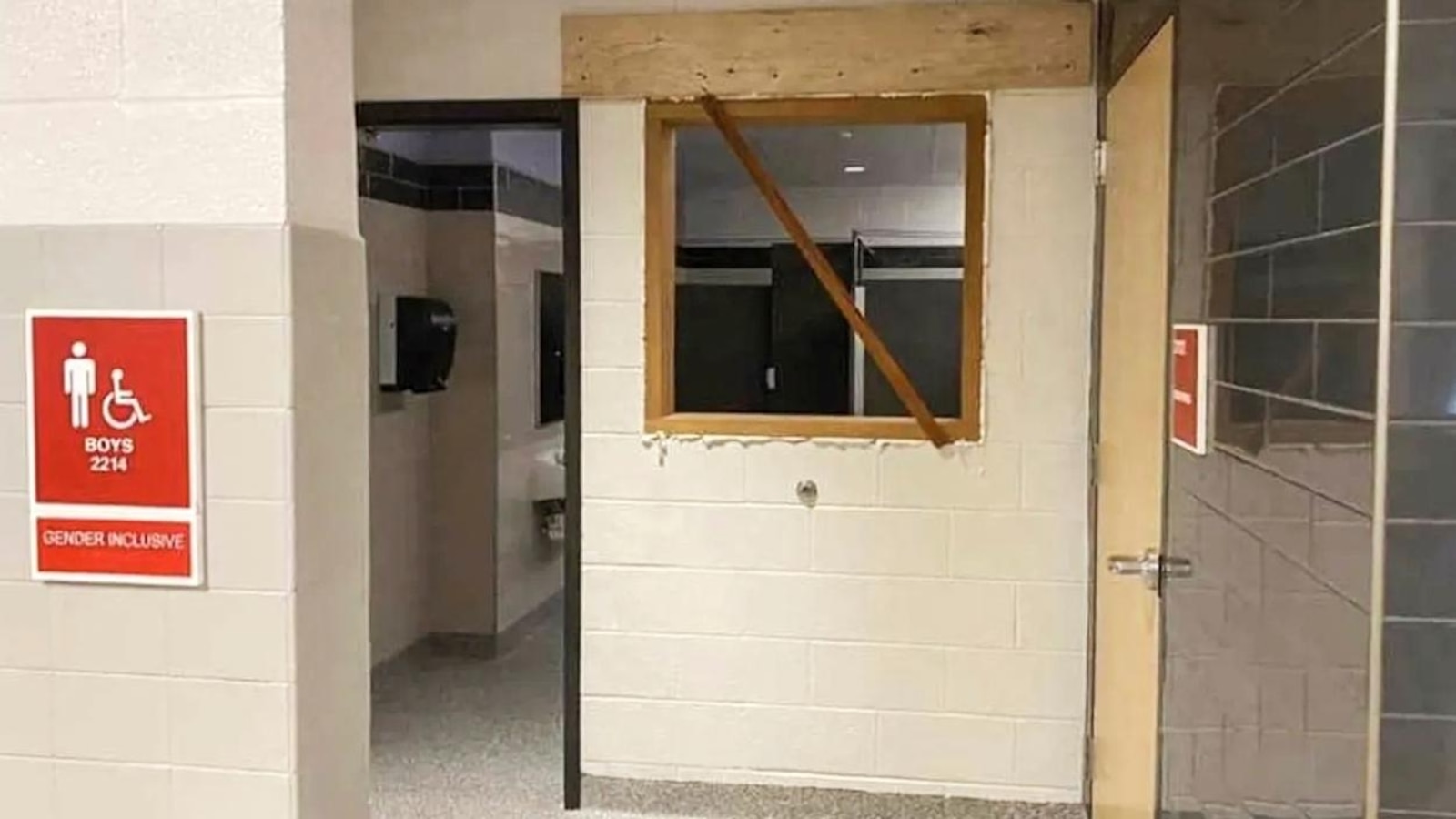 Pennsylvania school boards up window openings that allowed views into its gender-neutral bathrooms